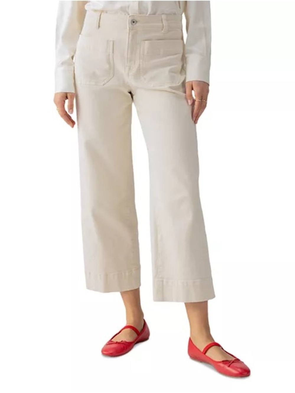 Sanctuary The Marine Crop Standard Rise Wide-Leg Pants in Cream
